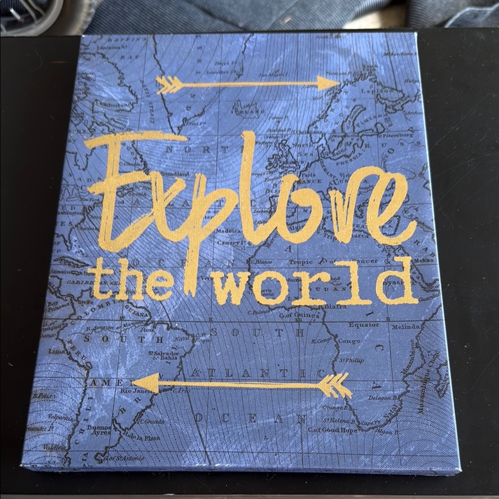 Explore the World Blue and Gold Tapestry